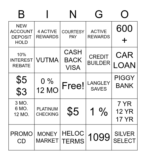 LANGLEY HUDDLE BINGO Card