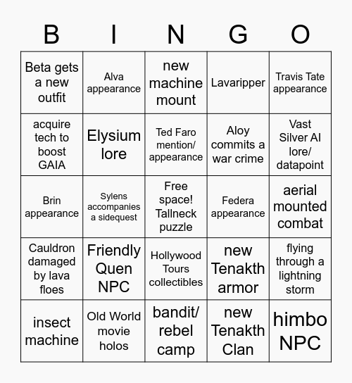 Blazing Trails and Aquatic Tribulations - [Burning Shores DLC] Bingo Card