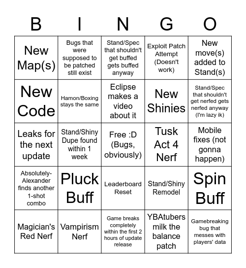 tusk act 4 Bingo Card