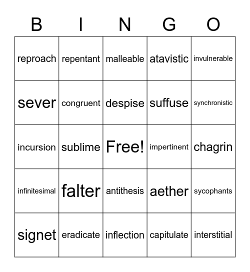 Lit Circle 5 Bingo Card