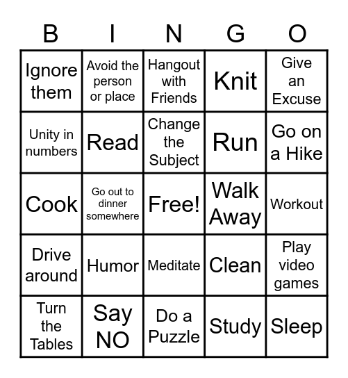 Drug-Free Bingo Card
