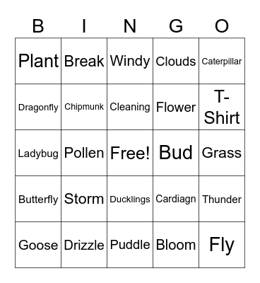 ASL Spring Season Words Bingo Card