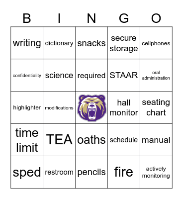 SUPER TOP SECRET STAAR Training Bingo Card