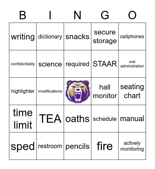 SUPER TOP SECRET STAAR Training Bingo Card