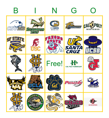 College Logo Bingo Card