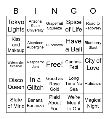 Color Street Bingo Card