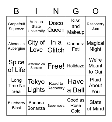 Color Street Bingo Card