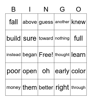 1-5b Bingo Card