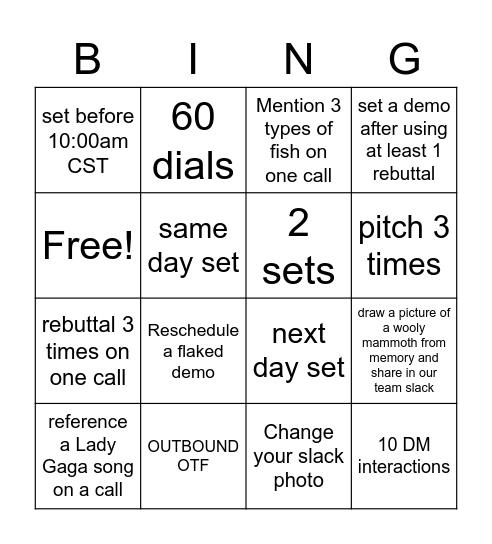 T-Rep BING Bingo Card