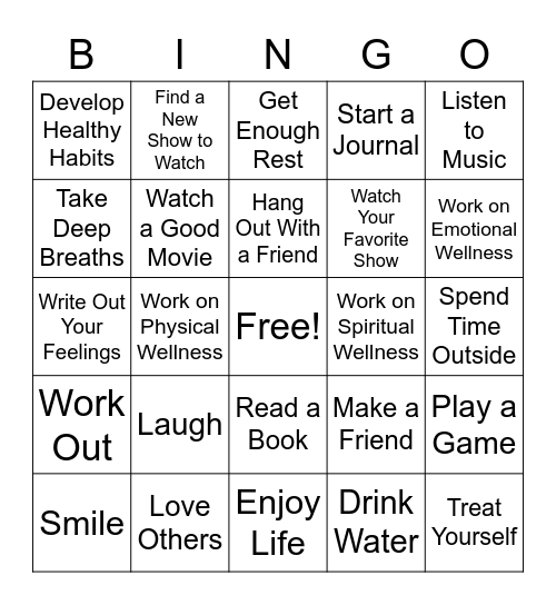 Wellness Bingo Card