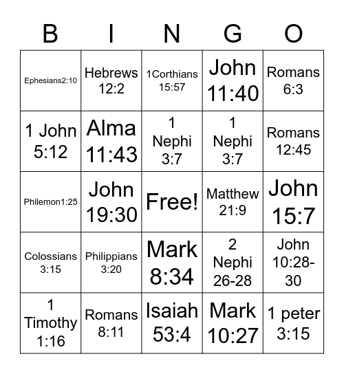 Spiritual Bingo Card