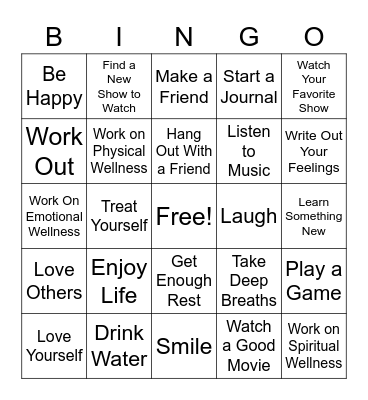 Wellness Bingo Card
