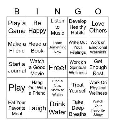 Wellness Bingo Card
