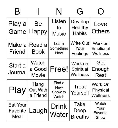 Wellness Bingo Card