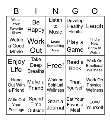 Wellness Bingo Card