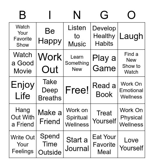 Wellness Bingo Card