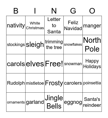 CHRISTMAS  Bingo Card