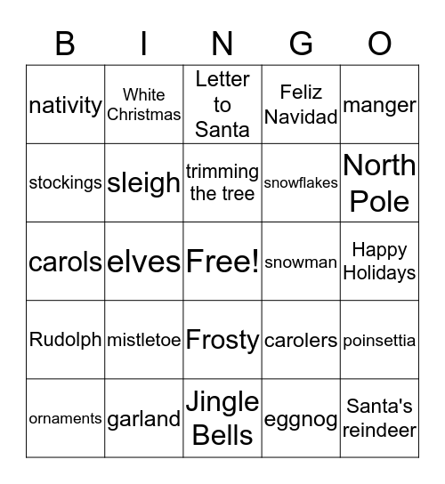 CHRISTMAS  Bingo Card