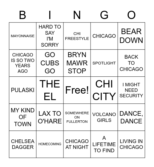 ROUND 1- ALL THINGS CHICAGO Bingo Card