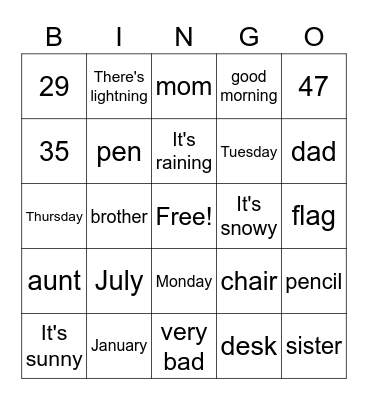 6th French Review Bingo Card