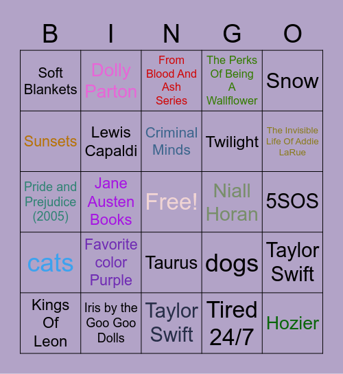 Braylee Bingo Card