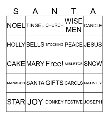 SANTA BINGO Card