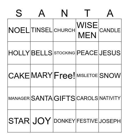 SANTA BINGO Card