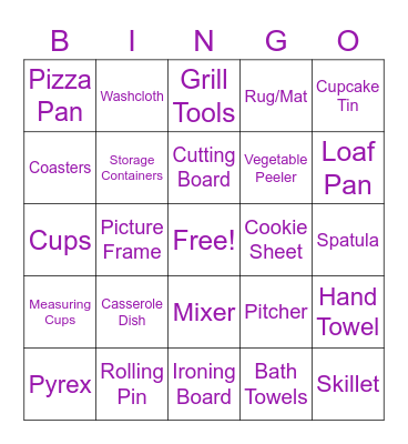 Bridal Shower Bingo Card
