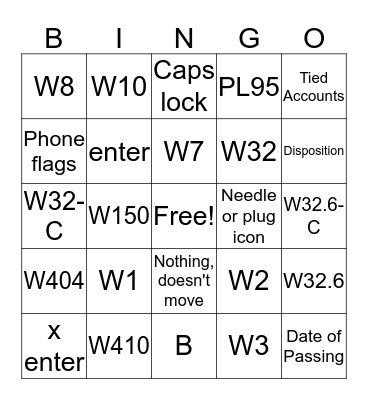 FACS BINGO! Bingo Card