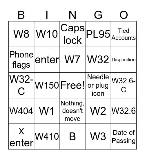 FACS BINGO! Bingo Card