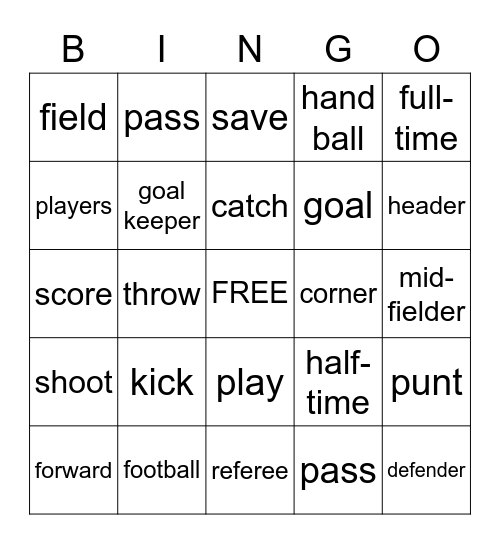 Soccer Bingo Card