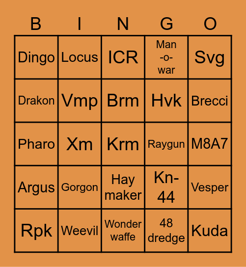 The giant pack a punch Bingo Card