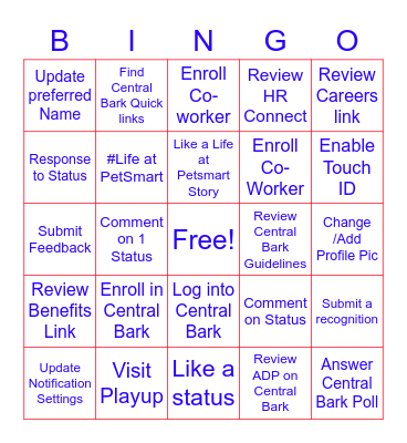 Central Bark Bingo Card