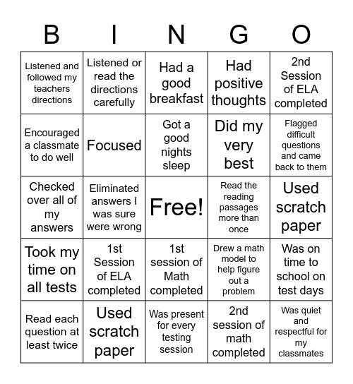 KS State Assessment Bing Bingo Card