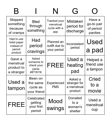 Period Bingo Card