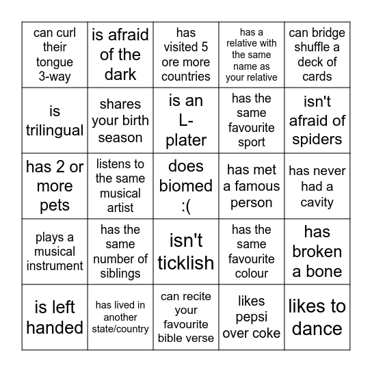 CU Biomed Base Camp Bingo Card