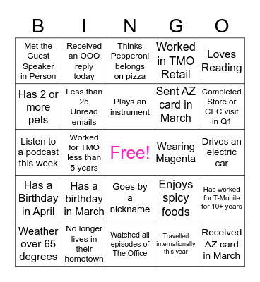 TDO  BINGO TIME Bingo Card