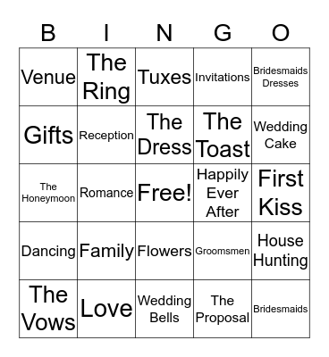 WEDDING BINGO Card