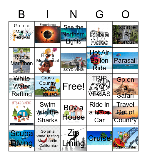 BUCKET LIST Bingo Card