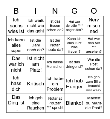 @work vol 2 Bingo Card