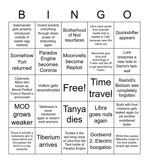 Mental Omega Act 3 Bingo Card