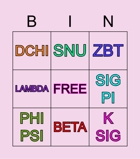 Spring Quarter Bingo Card