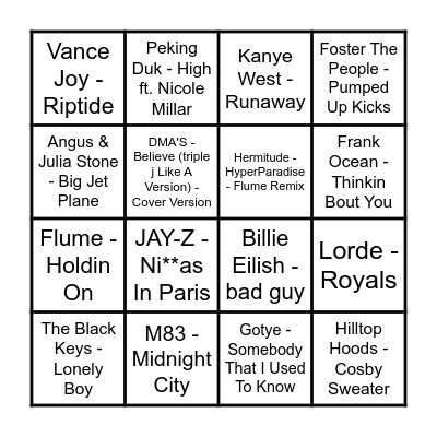 Prince Music Bingo #1 Bingo Card