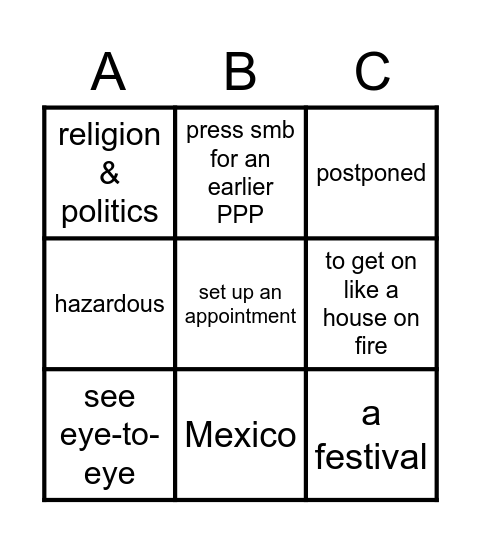 Key Words for "Business trips stories" Bingo Card