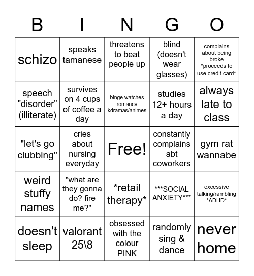HOW TO BE TAMMY BINGO Card