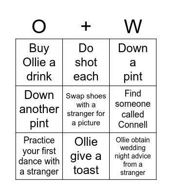 Stag do bingo Card