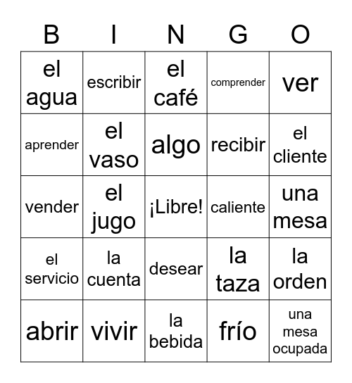 En el Café Bingo Card