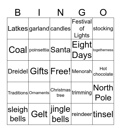 Winter/Holiday BINGO Card