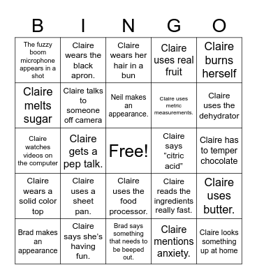Claire Saffitz @ Gourmet Makes Bingo Card