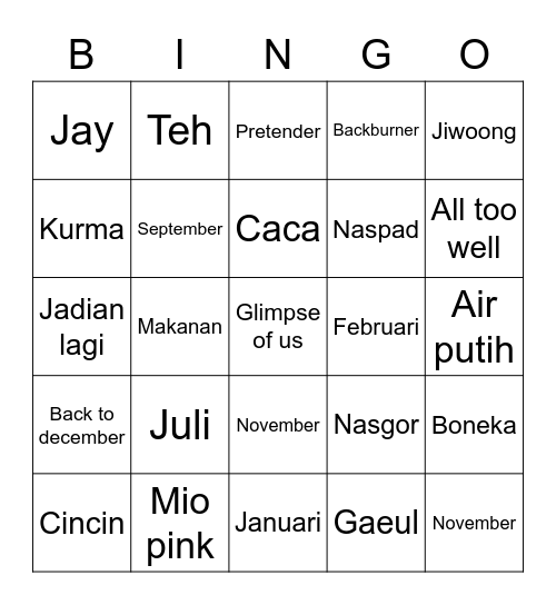 Untitled Bingo Card